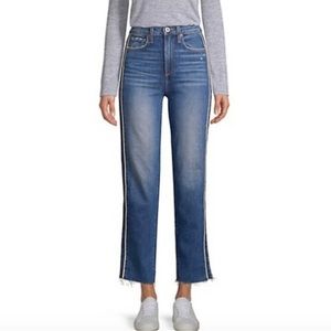 PAIGE Hoxton High-Rise Ankle Straight Racing Stripe Jeans (Size 27)